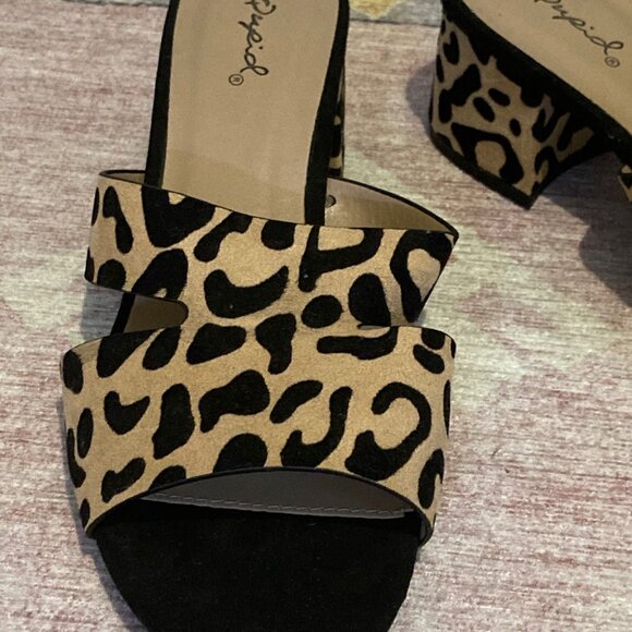 Qupid Leopard Print Heel Sandals - Picture 2 of 3